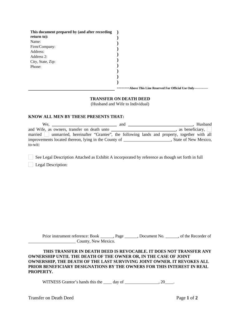 Transfer Death Deed  Form