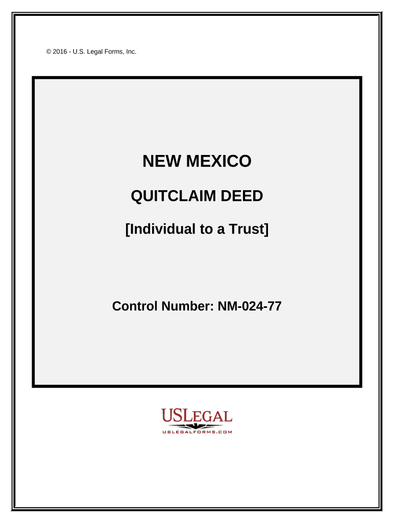 Quitclaim Deed Individual to a Trust New Mexico  Form