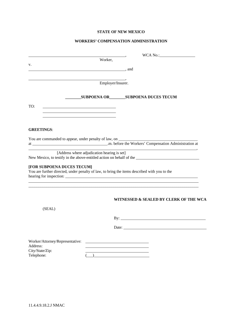 New Mexico Compensation  Form