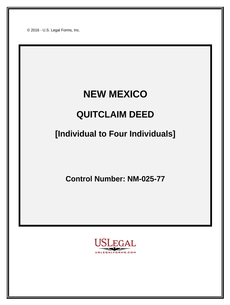 Quitclaim Deed Individual to Four Individuals New Mexico  Form