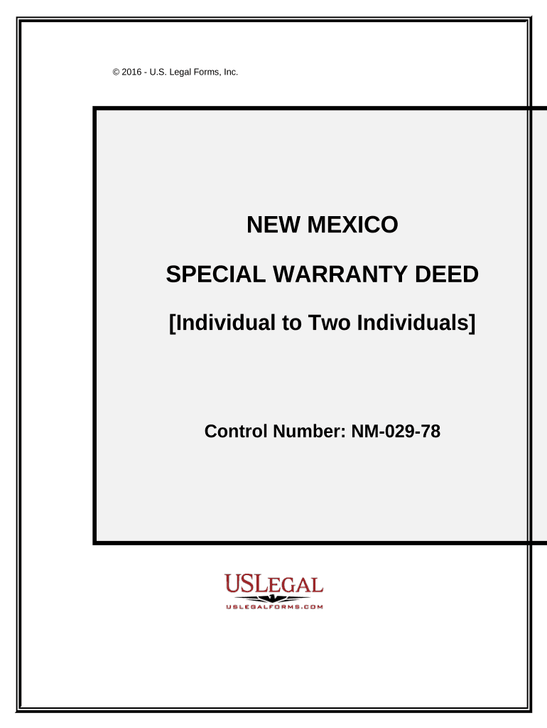 Special Warranty Deed Individual to Two Individuals New Mexico  Form