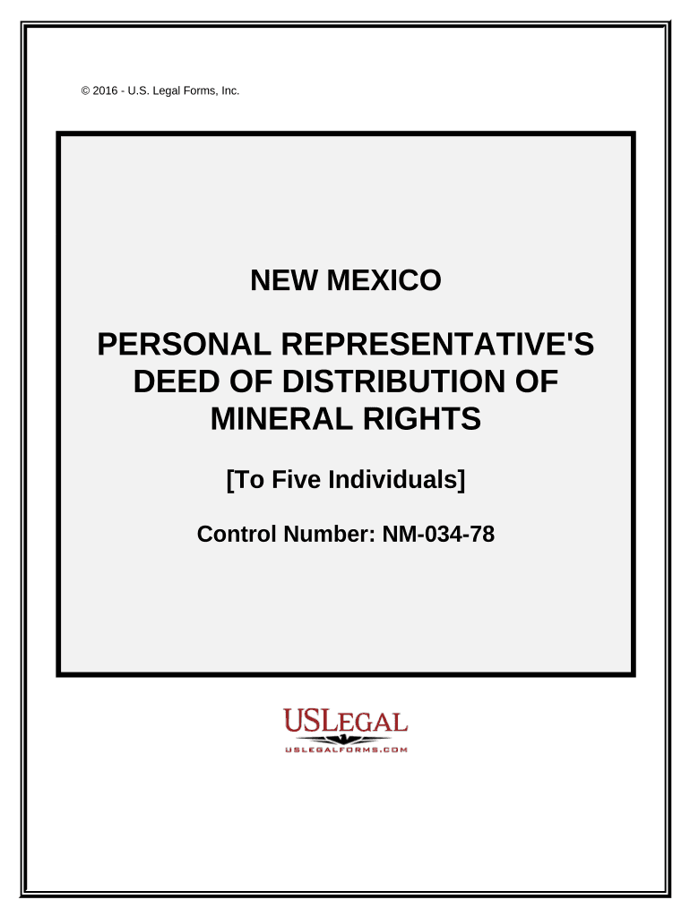 Fill and Sign the Personal Representatives Deed of Distribution of Mineral Rights New Mexico Form