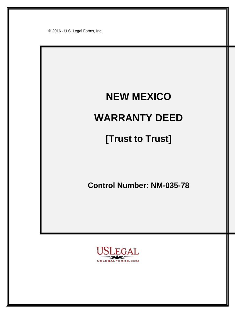 Warranty Deed from a Trust to a Trust New Mexico  Form