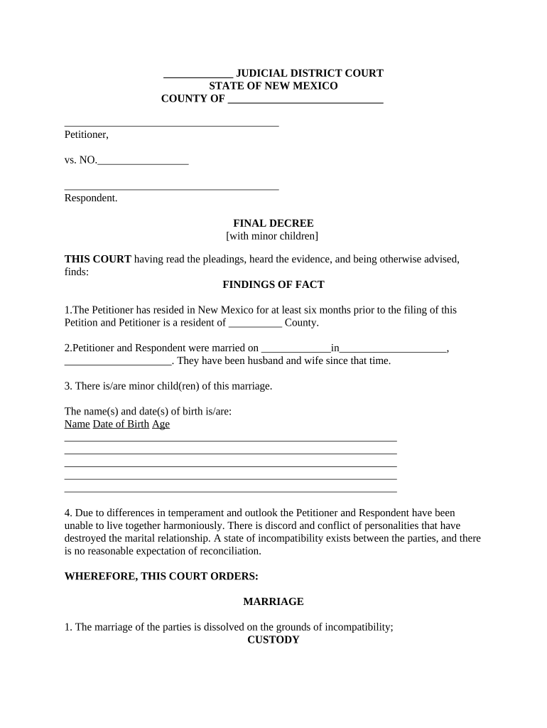New Mexico Decree  Form