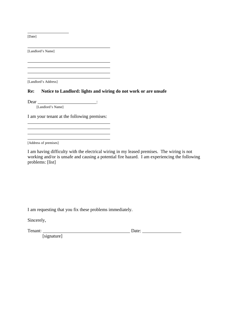 Letter Demand Repair  Form