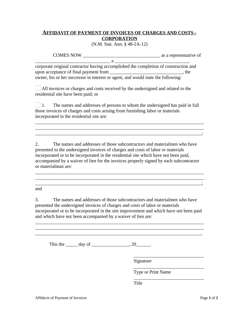 New Mexico Corporation New Mexico  Form