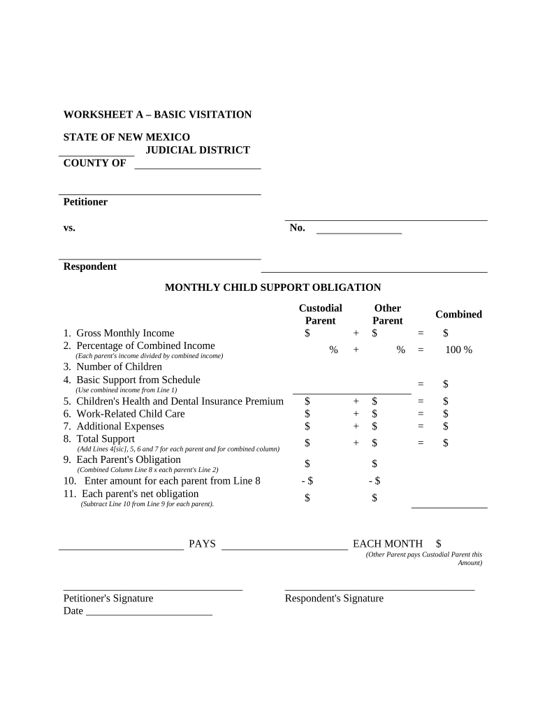 Nm Child Support  Form