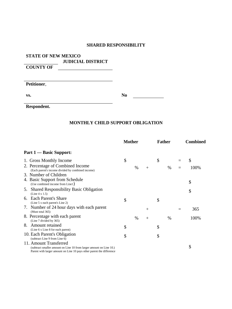 New Mexico Child Worksheet  Form