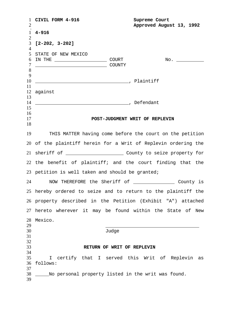 Post Judgment  Form