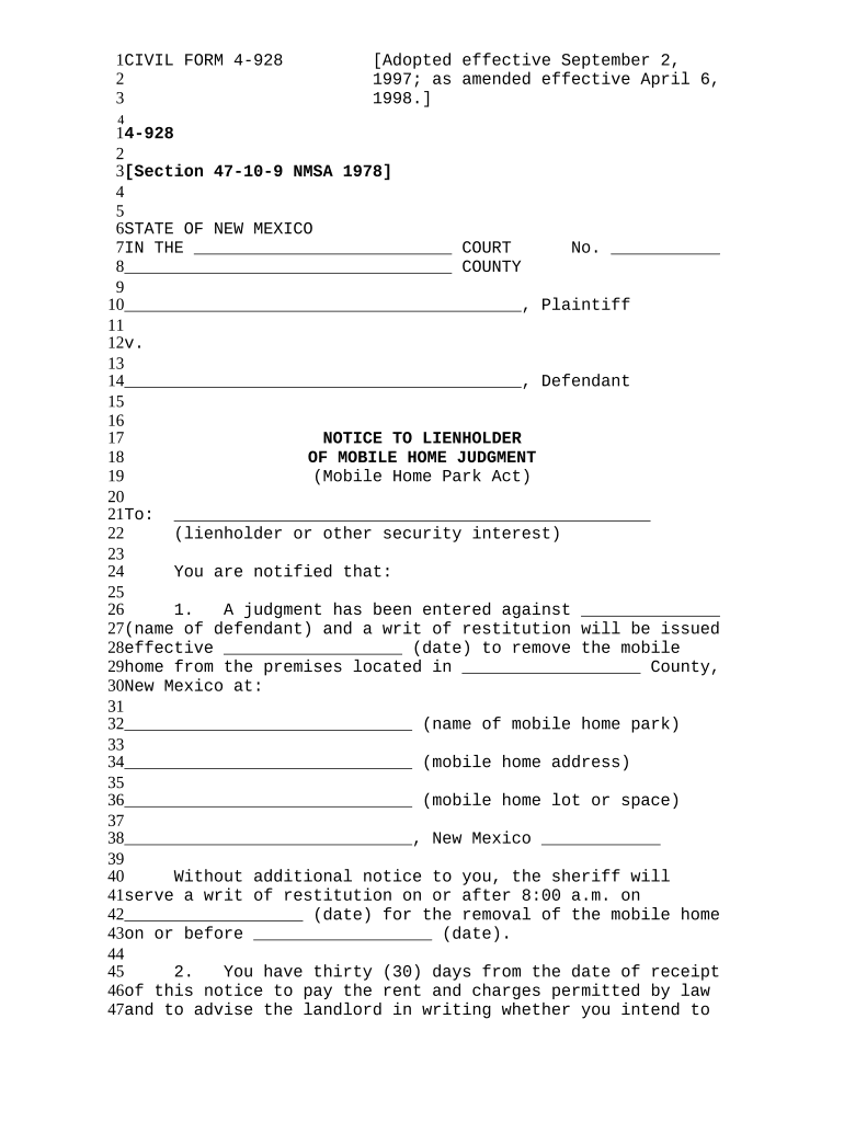 Lienholder Home  Form