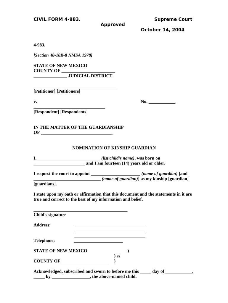 New Mexico Kinship  Form