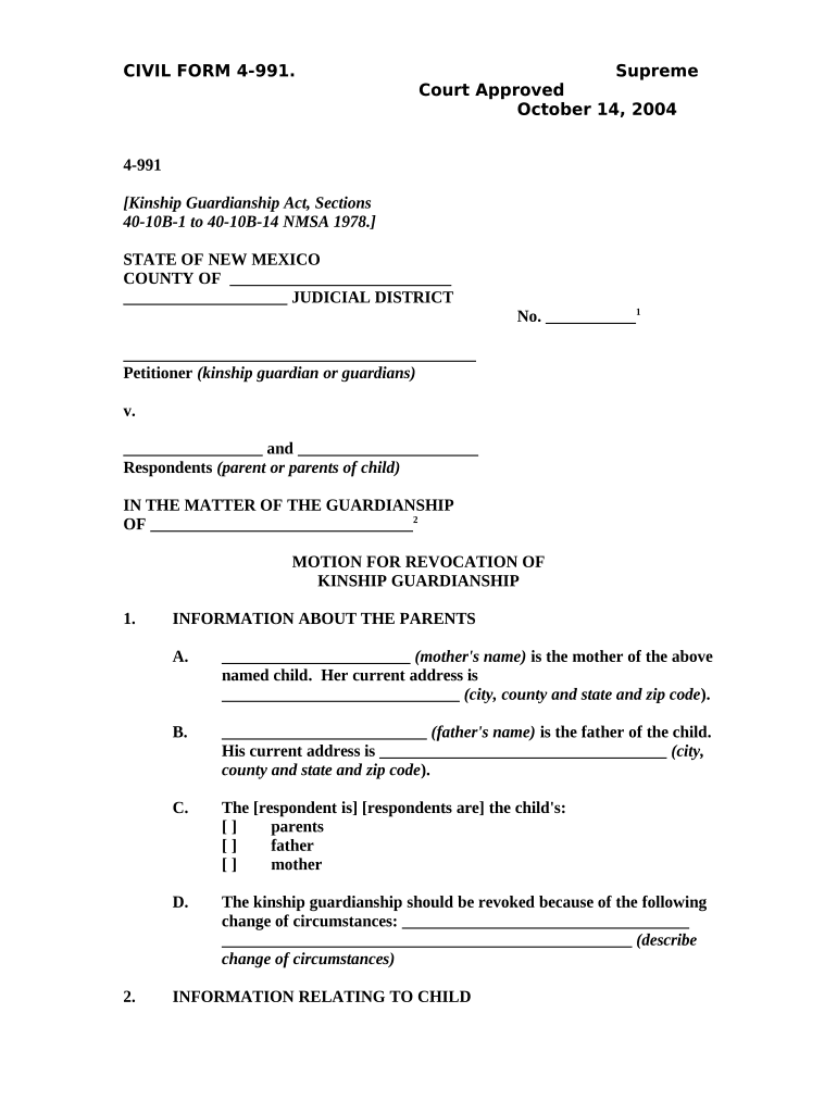 New Mexico Guardianship  Form