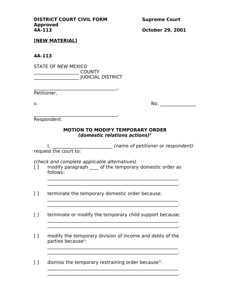 New Mexico Motion Order  Form