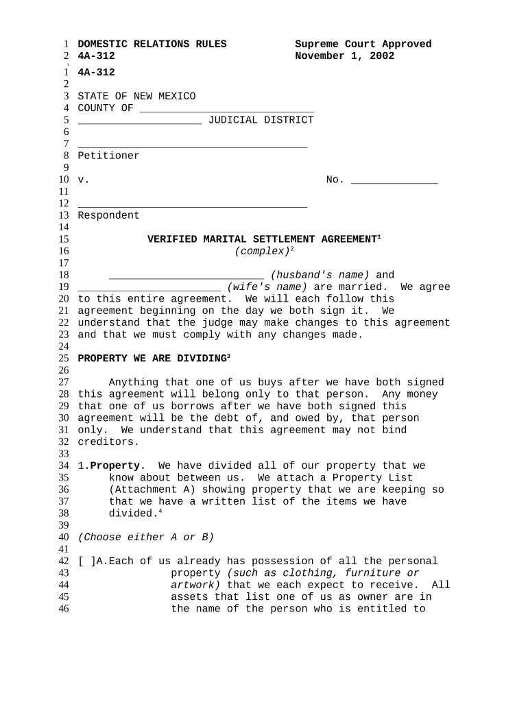 New Mexico Marital Agreement  Form