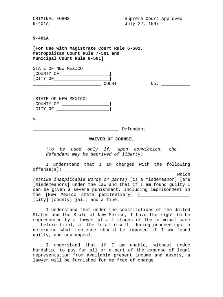 New Mexico Counsel  Form