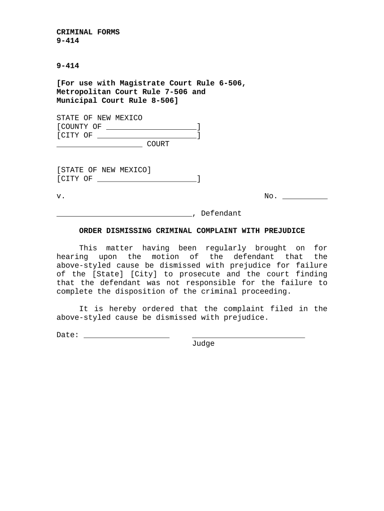 New Mexico Criminal Complaint  Form