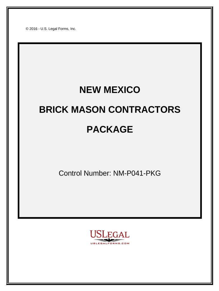 Brick Mason Contractor Package New Mexico  Form