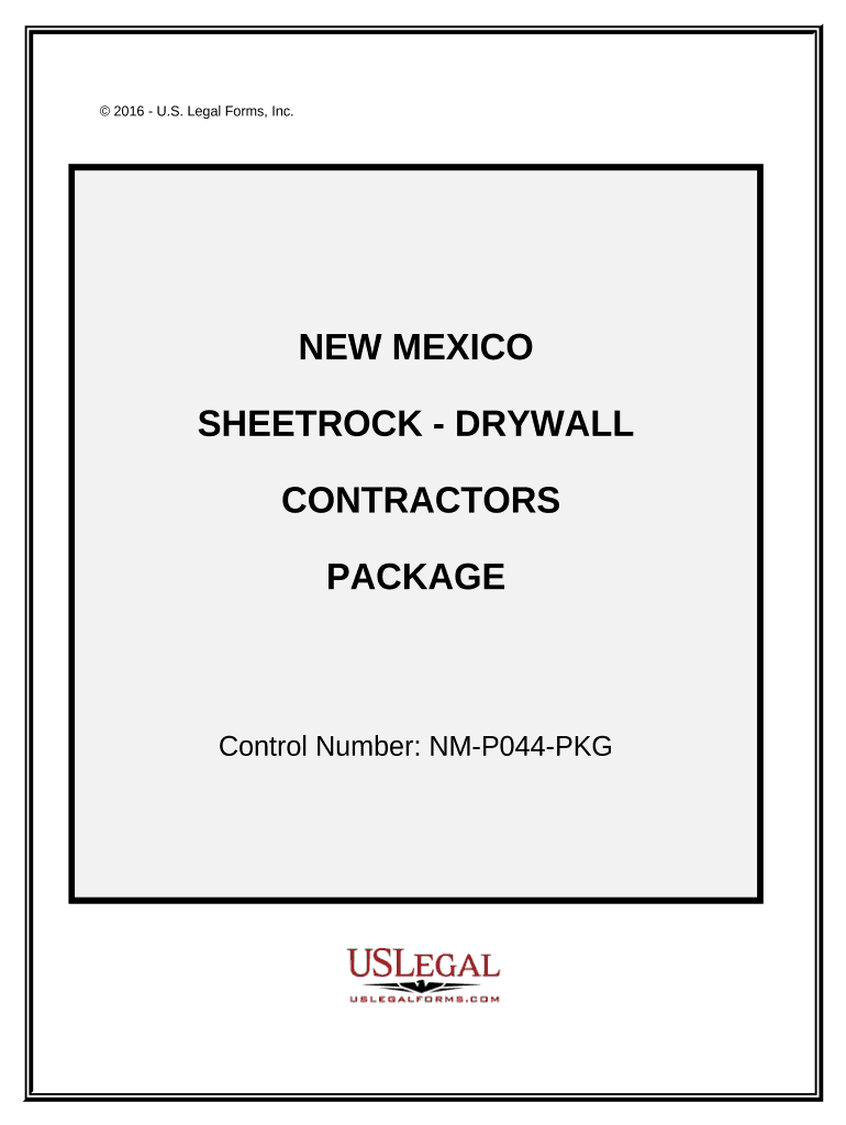 Sheetrock Drywall Contractor Package New Mexico  Form
