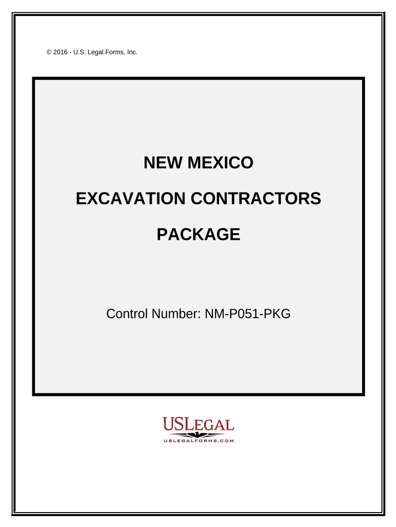 Excavation Contractor Package New Mexico  Form
