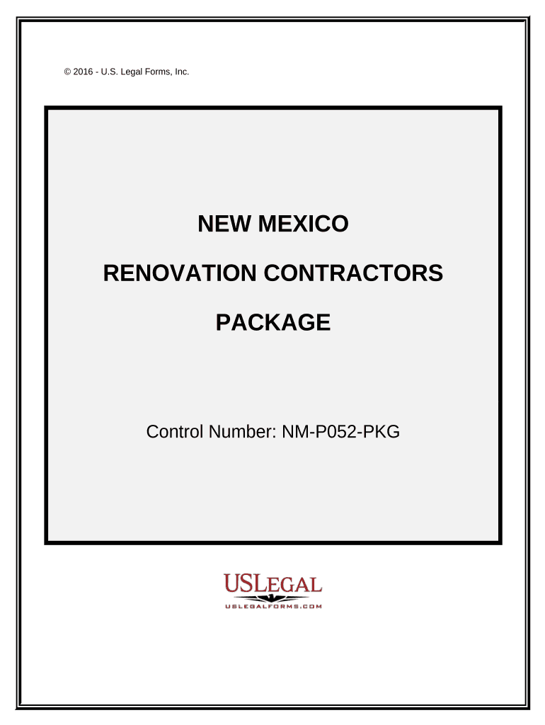 Renovation Contractor Package New Mexico  Form