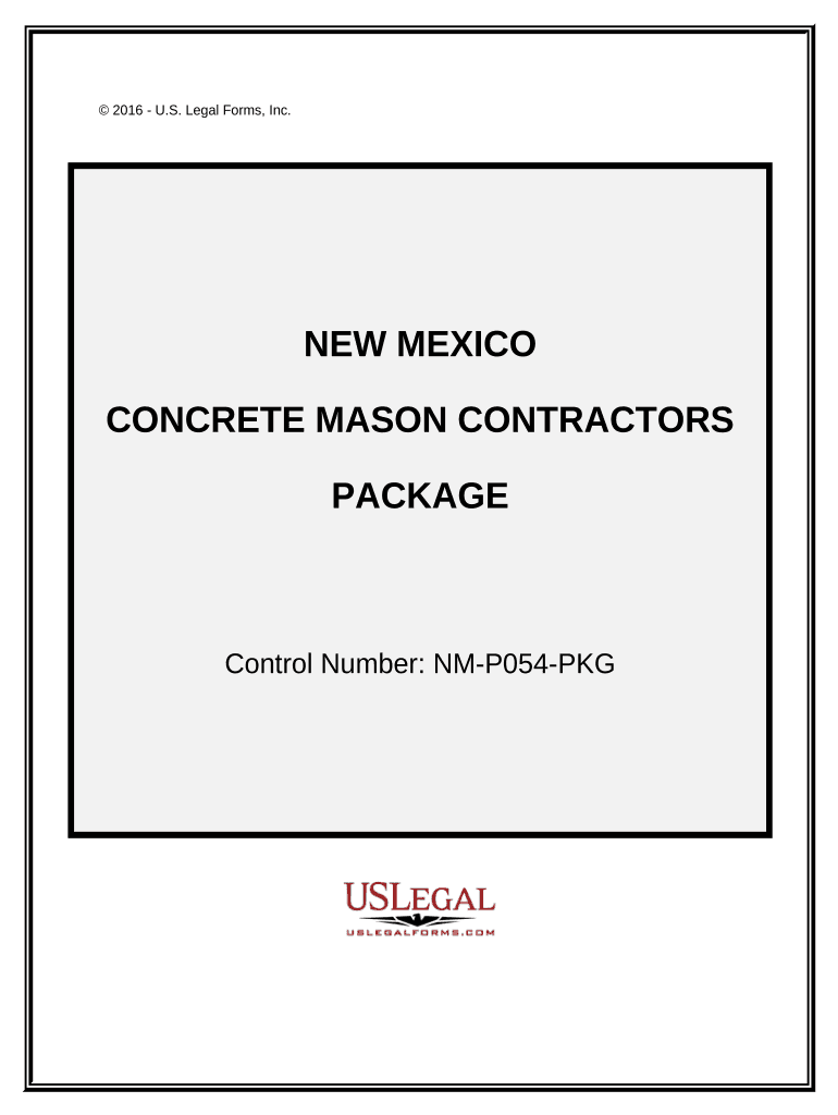 Concrete Mason Contractor Package New Mexico  Form