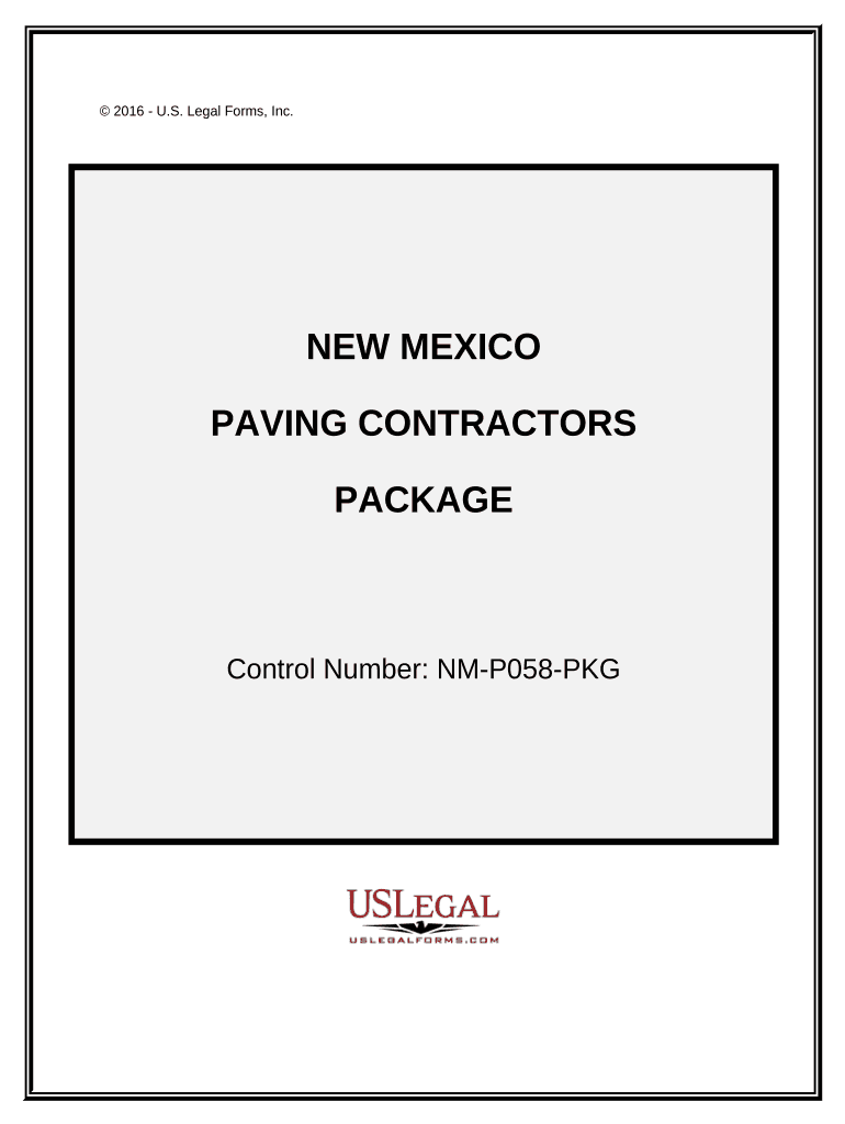 Paving Contractor Package New Mexico  Form