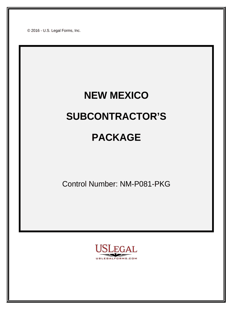 Subcontractors Package New Mexico  Form