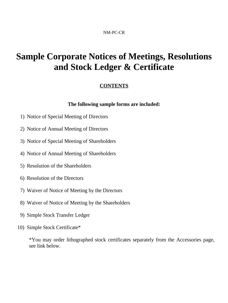 New Mexico Form Certificate