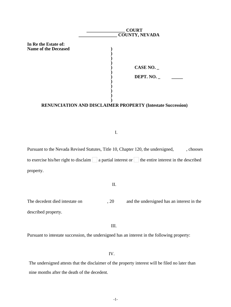 Nevada Disclaimer  Form