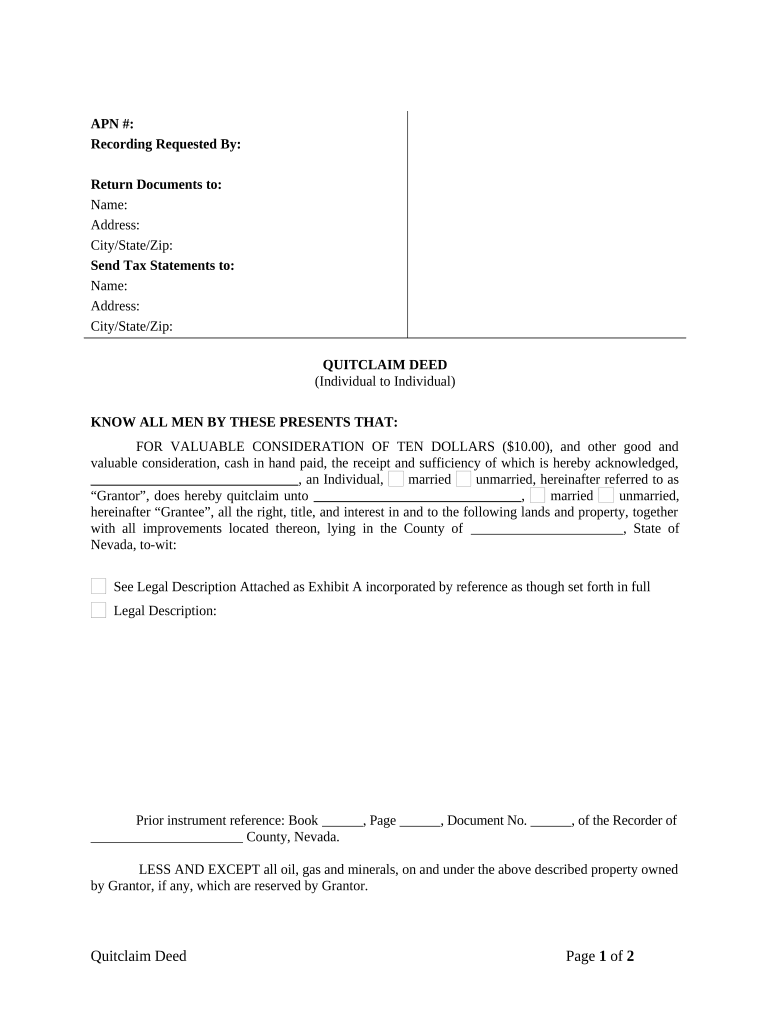 Quitclaim Deed Real Estate Form