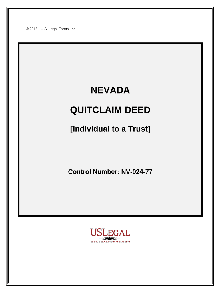Quitclaim Deed Individual to Trust Nevada  Form