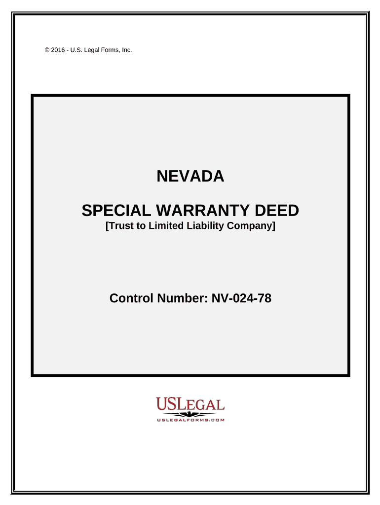 Special Warranty Deed Trust to Limited Liability Company Nevada  Form