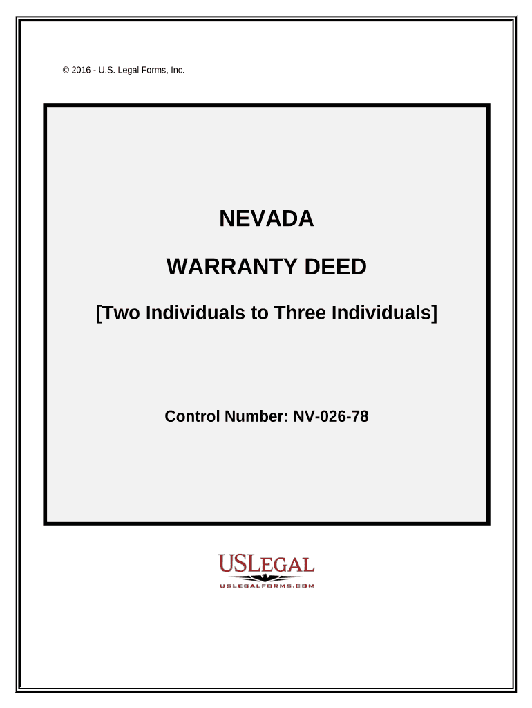 Warranty Deed Two Grantors to Three Grantees Nevada  Form