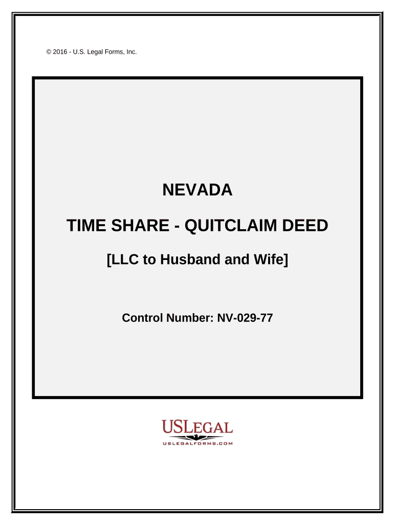 Time Share Quitclaim Deed LLC to Husband and Wife Nevada  Form