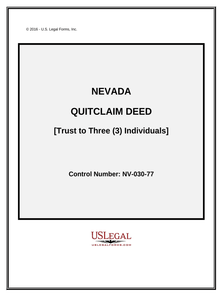 Quitclaim Deed Trust to Three Individuals Nevada  Form