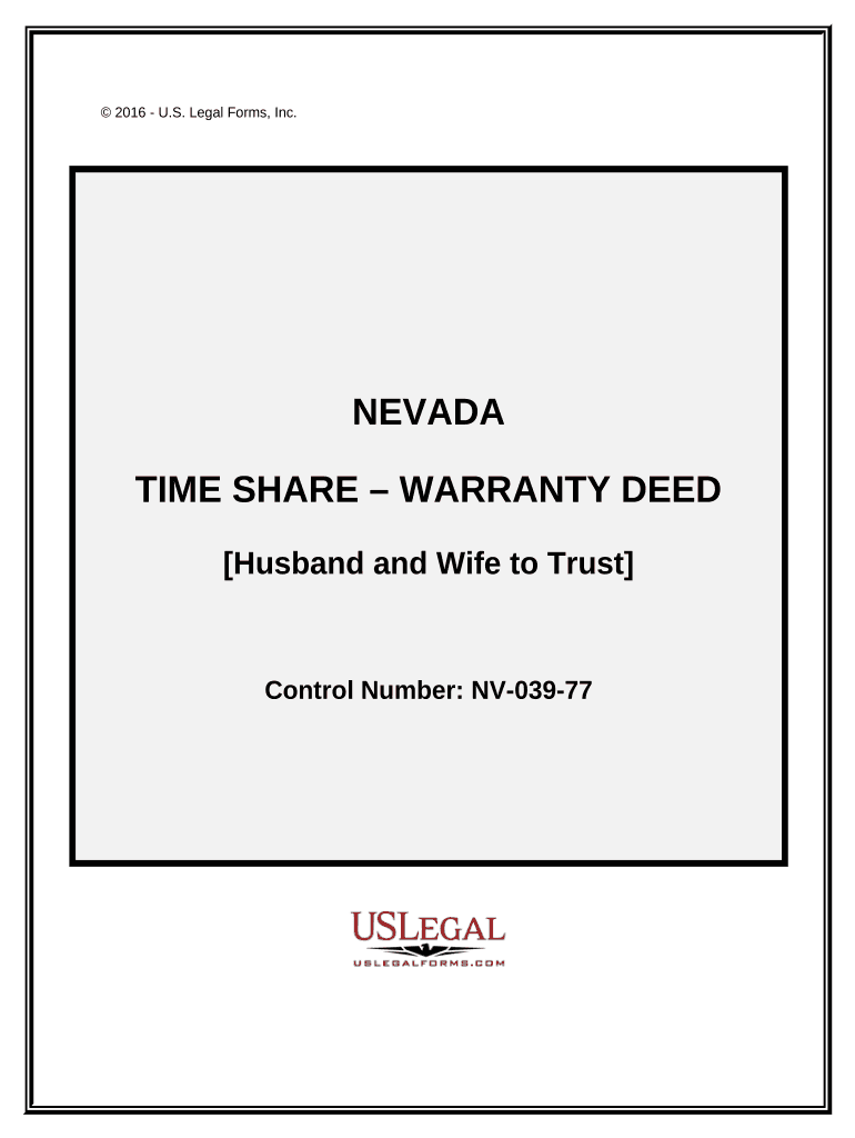 Time Share Warranty Deed from Husband and Wife Grantors to Trust as Grantee Nevada  Form