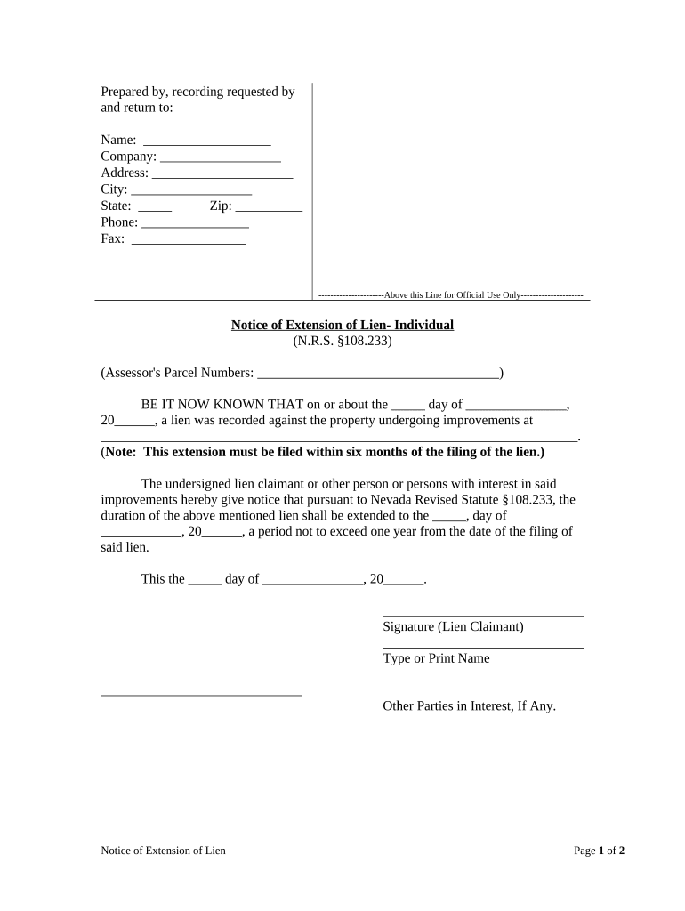 Extension Lien  Form