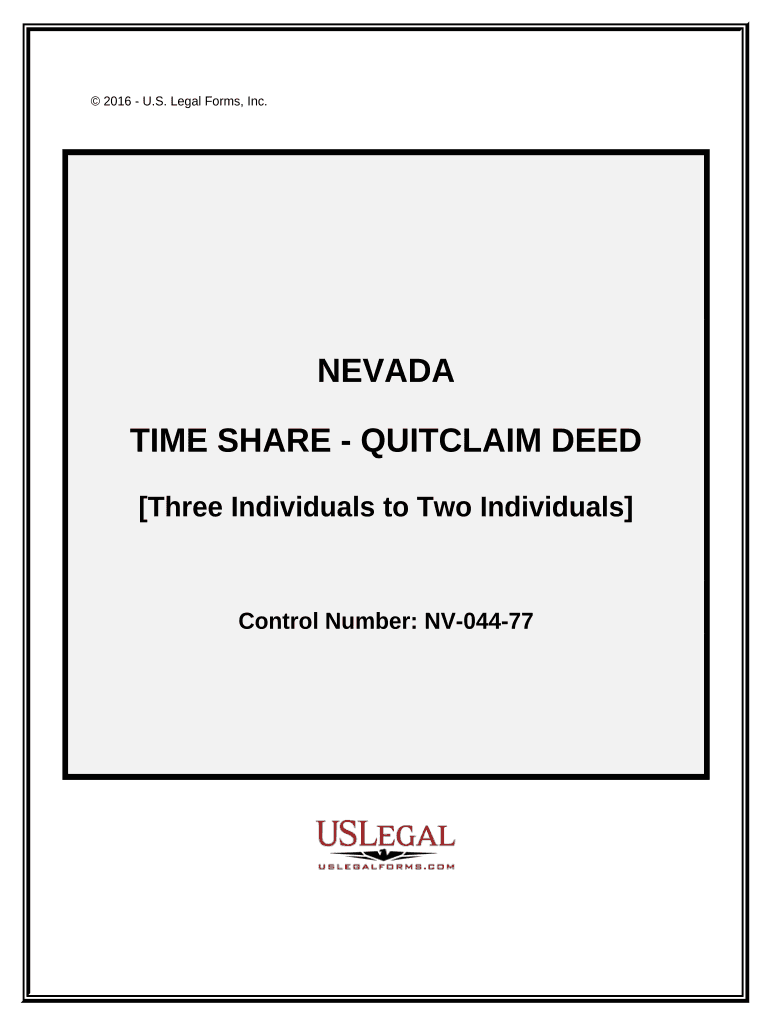 Time Share Quitclaim Deed Three Individuals to Two Individuals Nevada  Form