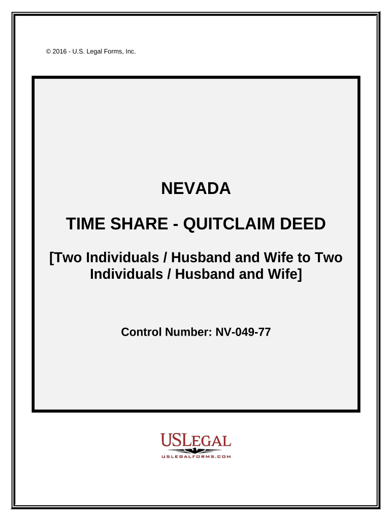 Quitclaim Deed Time Share from Two Individuals Husband and Wife to Two Individuals Husband and Wife Nevada  Form