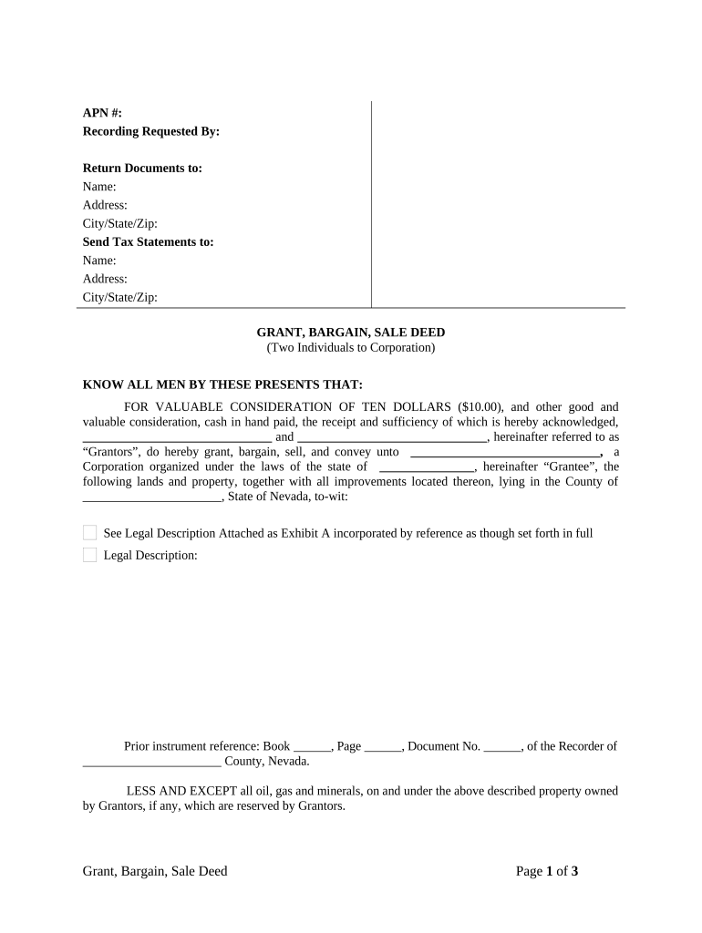 Sale Deed Corporation  Form