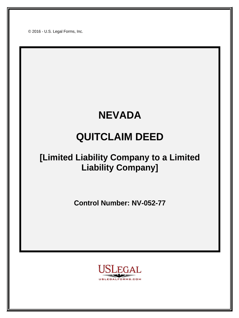 Quitclaim Deed from a Limited Liability Company to a Limited Liability Company Nevada  Form