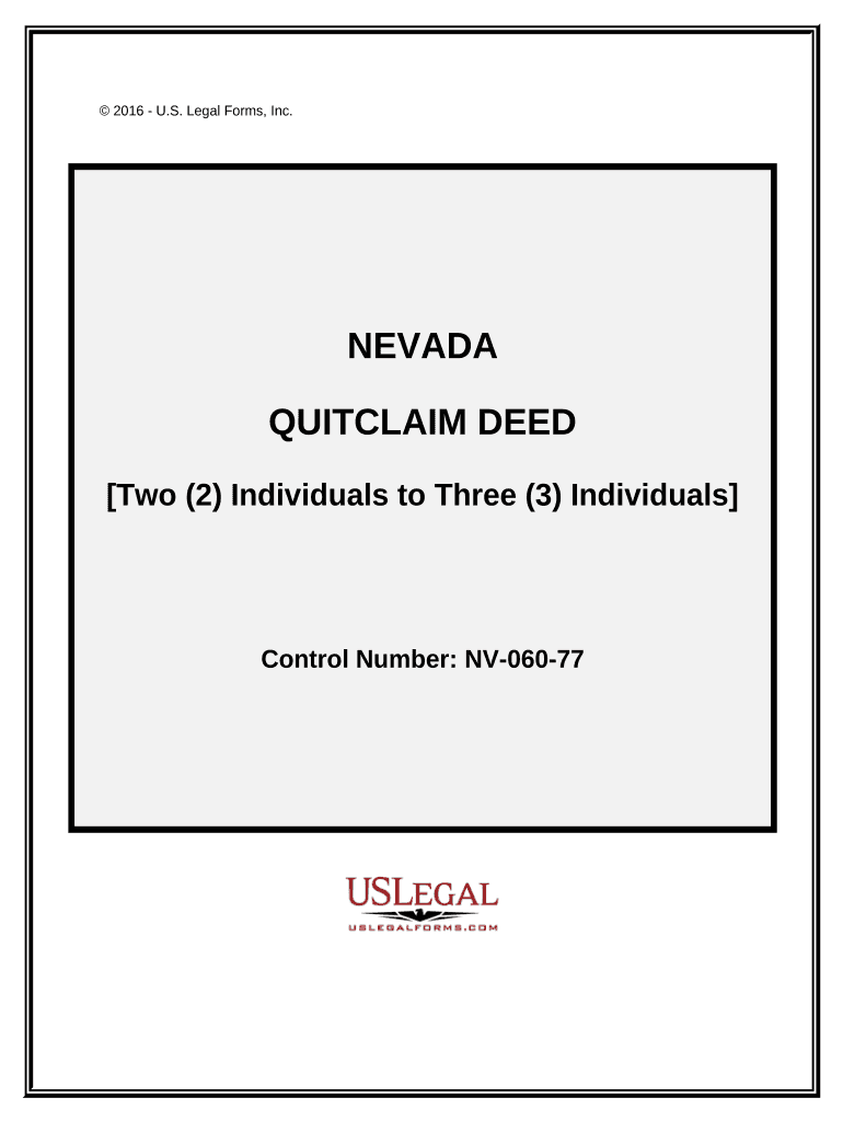 Fill and Sign the Nevada Quitclaim Deed 497320619 Form