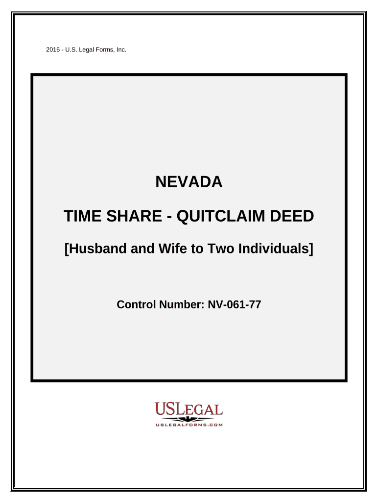 Time Share Quitclaim Deed from Husband and Wife to Two Individuals Nevada  Form