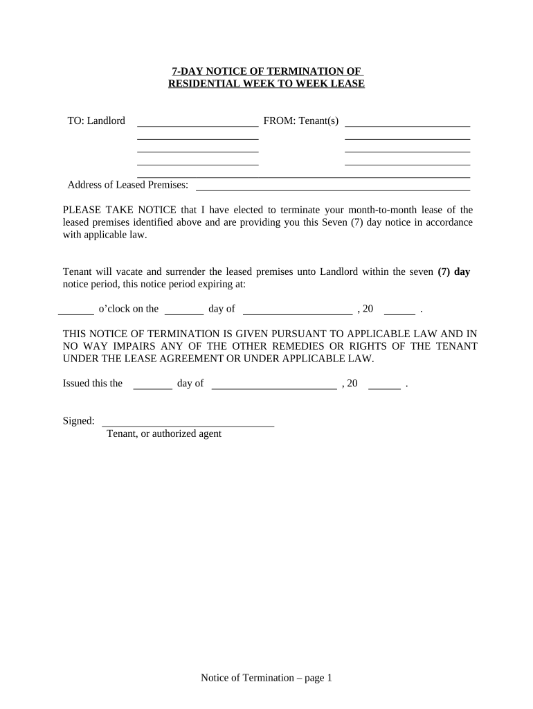 Nevada 7 Day  Form