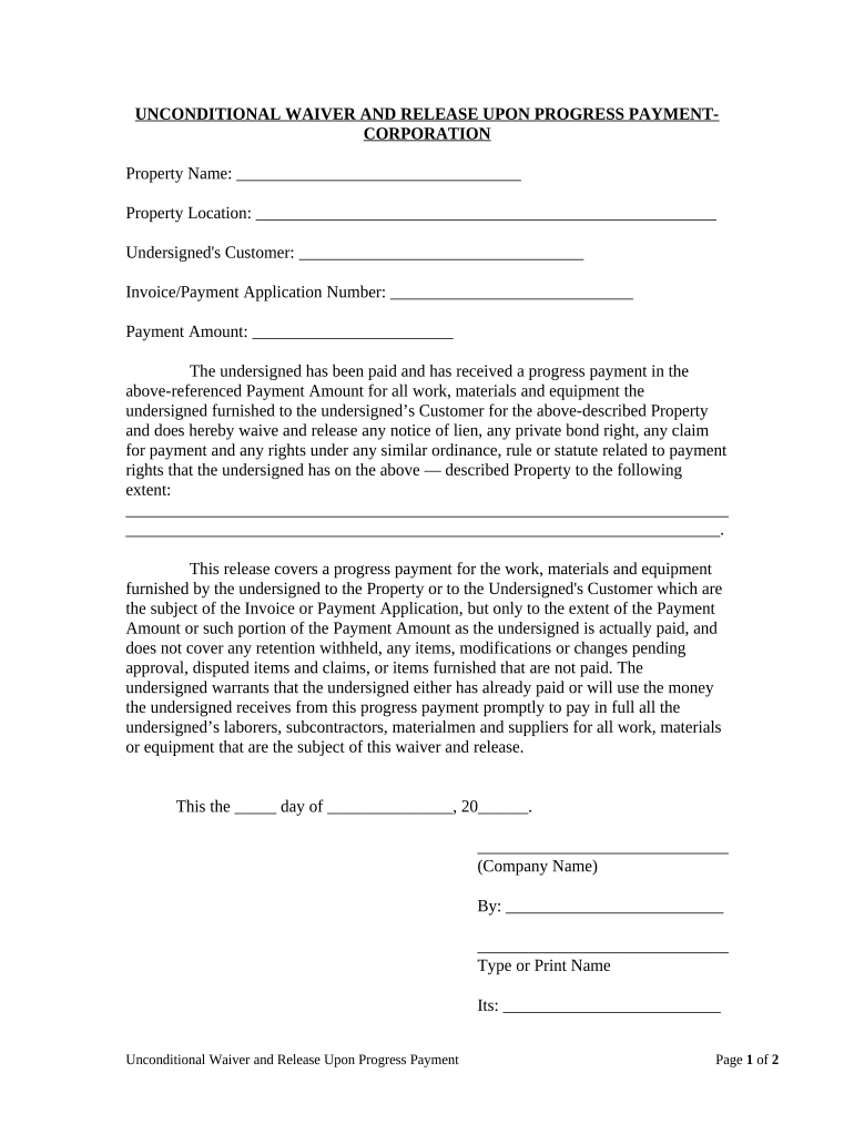 Unconditional Release Nevada  Form