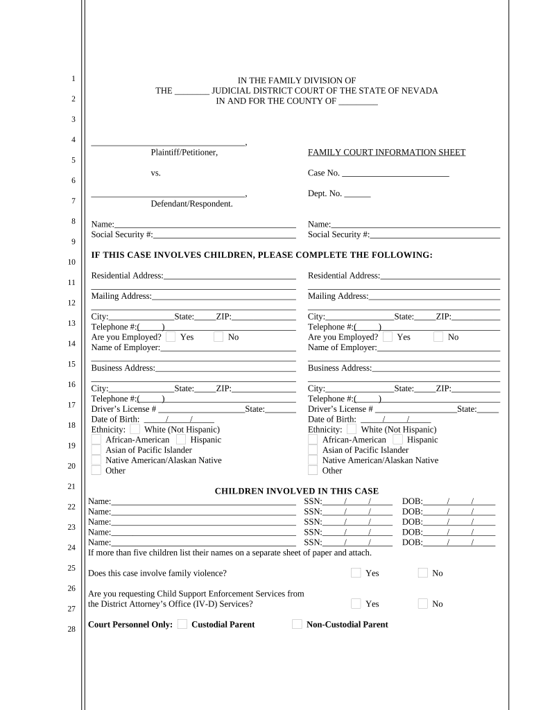 Nevada Family Court  Form