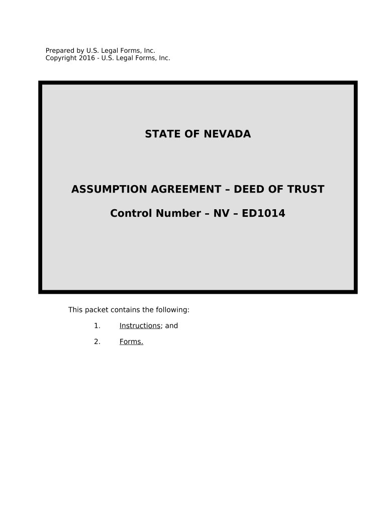 Assumption Agreement of Deed of Trust and Release of Original Mortgagors Nevada  Form