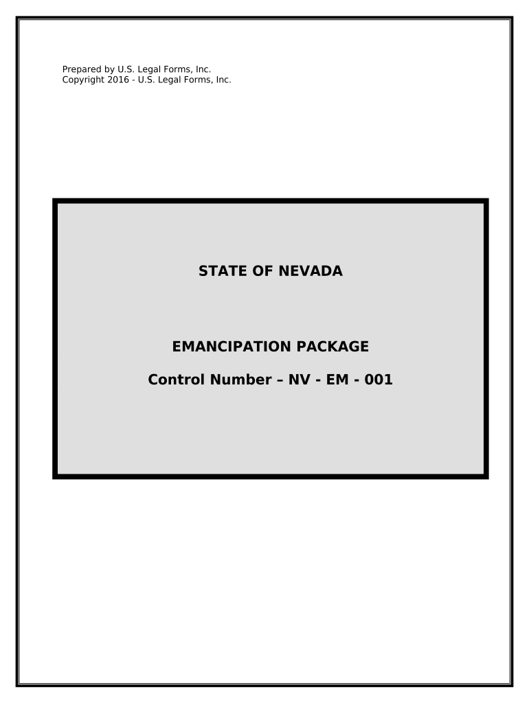 Emancipation Removal of Disability of Minority Package Nevada  Form
