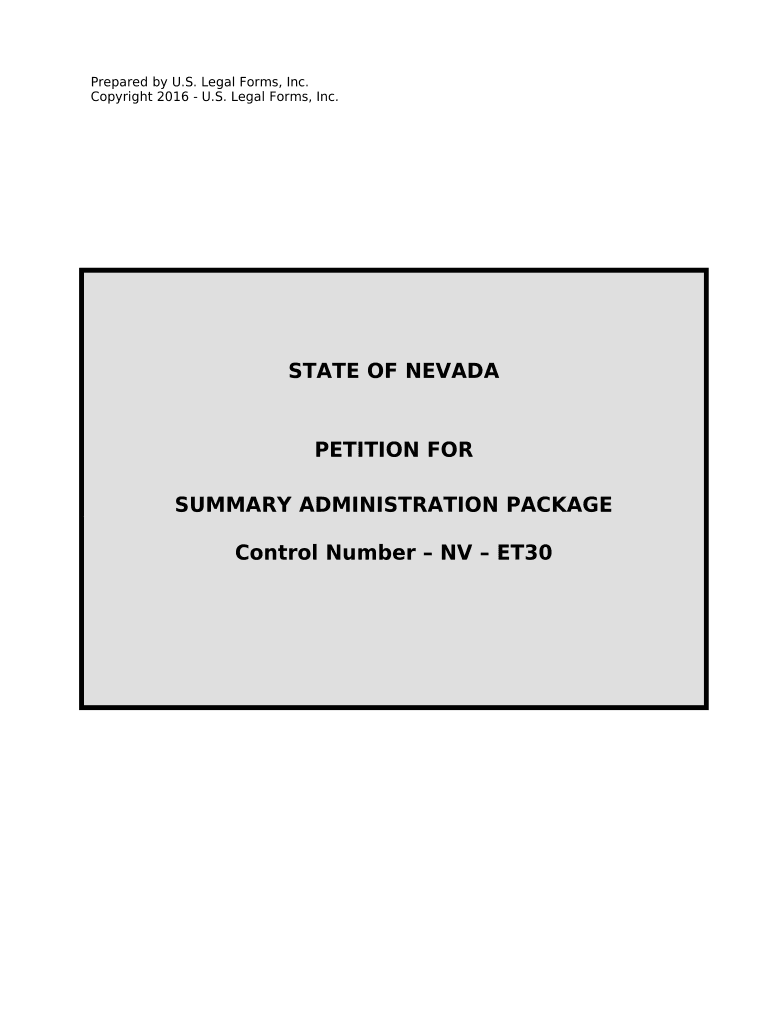 Nevada Summary Administration  Form