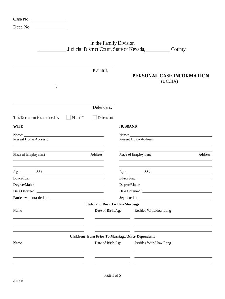 Nevada Case  Form